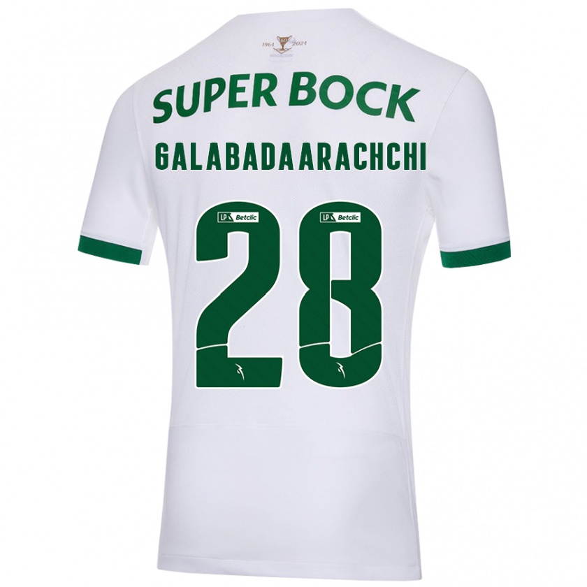 Kandiny Hombre Camiseta Jacinta Galabadaarachchi #28 Blanco Verde 2ª Equipación 2024/25 La Camisa Chile