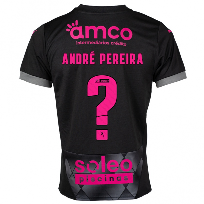 Kandiny Hombre Camiseta João André Pereira #0 Negro Rosa 2ª Equipación 2024/25 La Camisa Chile