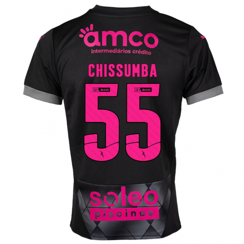 Kandiny Hombre Camiseta Chissumba #55 Negro Rosa 2ª Equipación 2024/25 La Camisa Chile