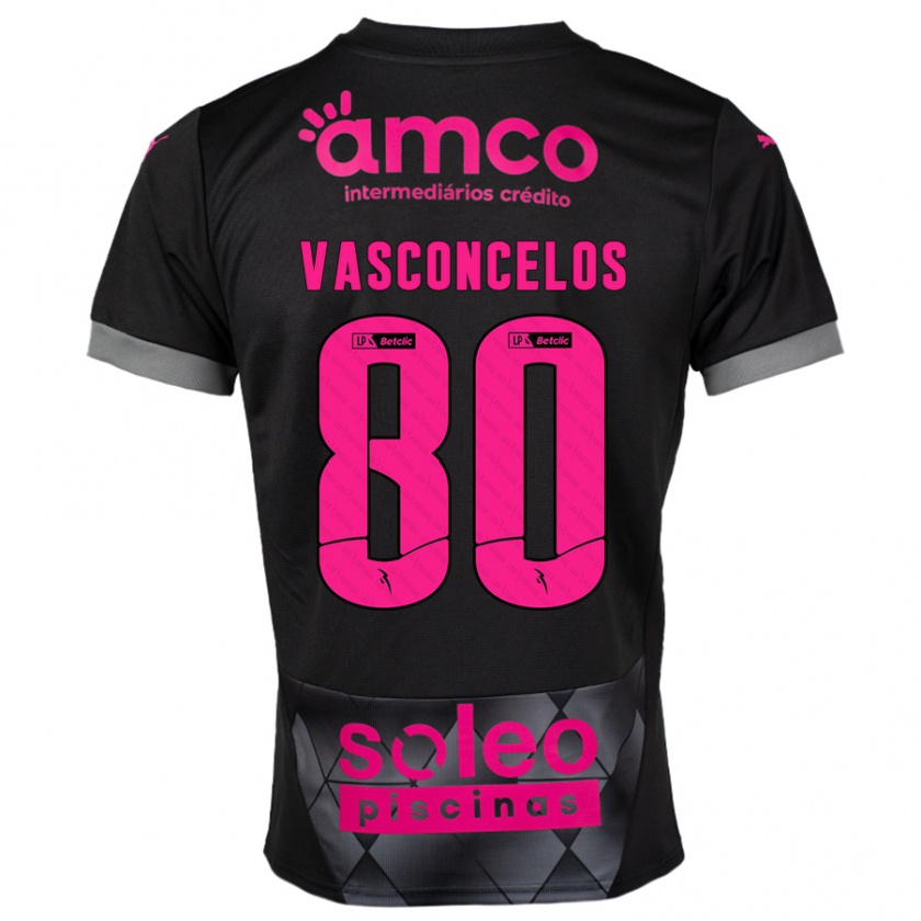 Kandiny Hombre Camiseta Vasconcelos #80 Negro Rosa 2ª Equipación 2024/25 La Camisa Chile