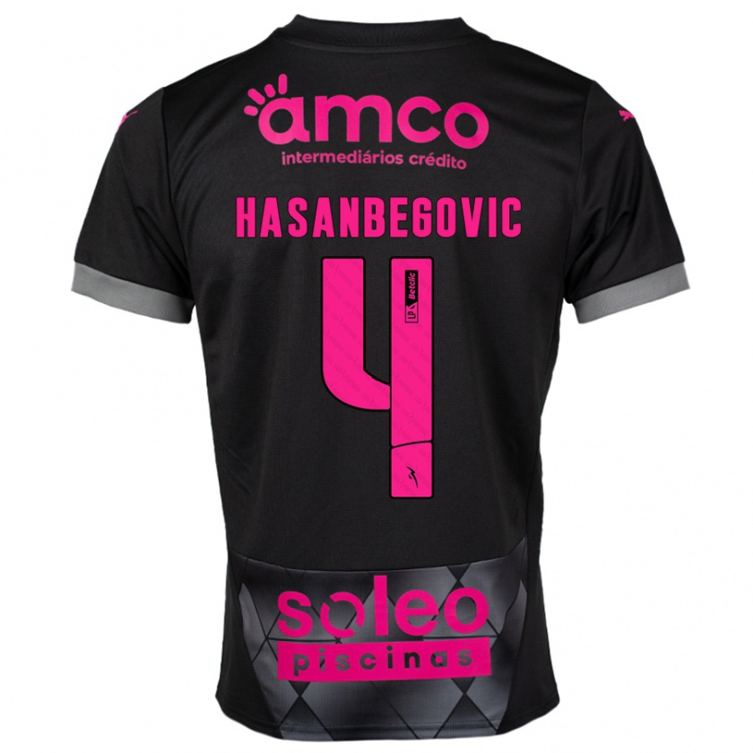 Kandiny Hombre Camiseta Melisa Hasanbegović #4 Negro Rosa 2ª Equipación 2024/25 La Camisa Chile