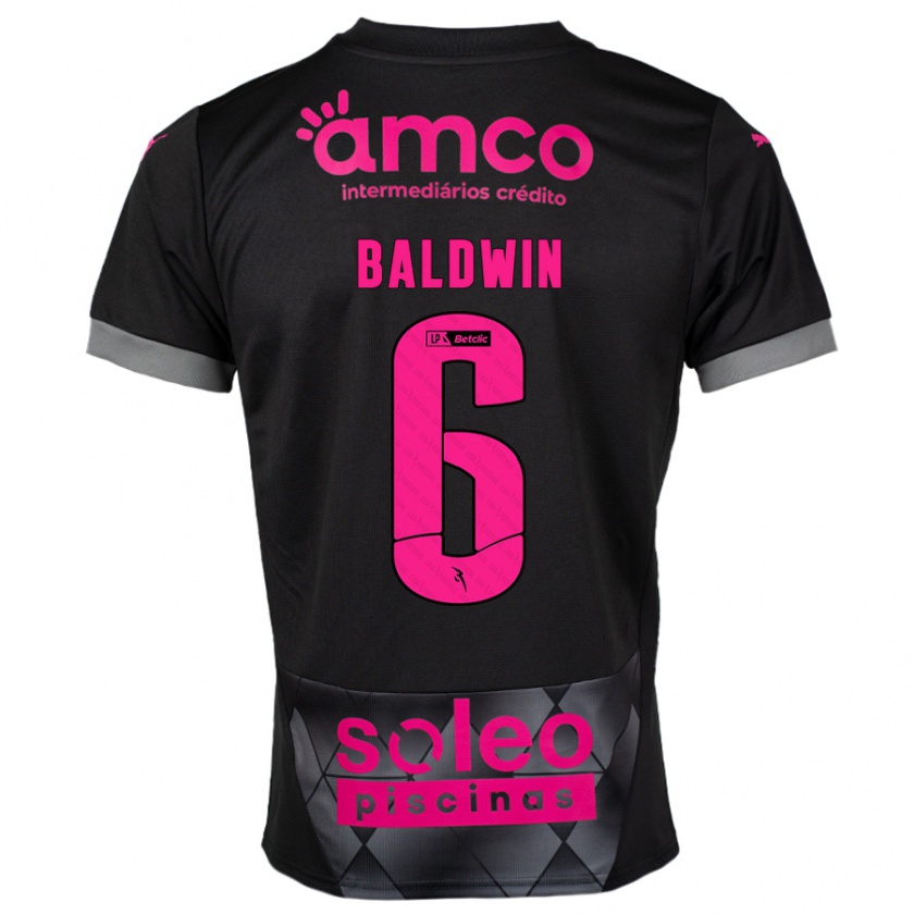 Kandiny Hombre Camiseta Carlyn Baldwin #6 Negro Rosa 2ª Equipación 2024/25 La Camisa Chile