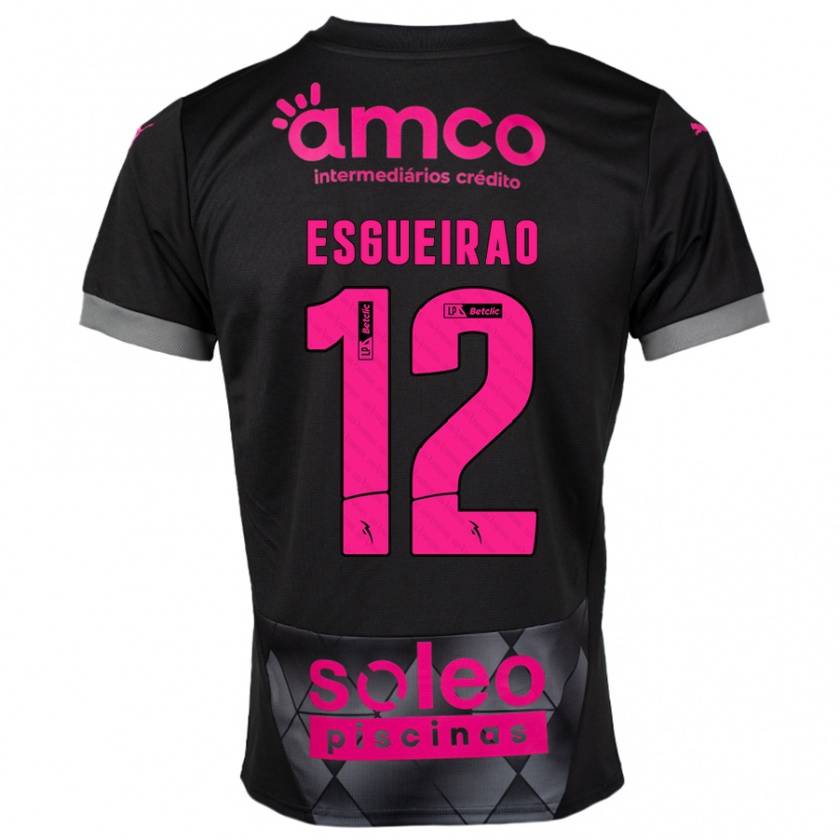 Kandiny Hombre Camiseta Íris Esgueirão #12 Negro Rosa 2ª Equipación 2024/25 La Camisa Chile