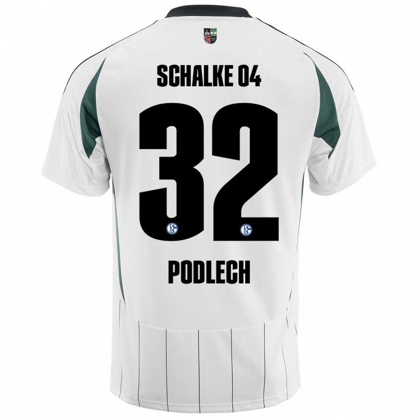 Kandiny Hombre Camiseta Luca Podlech #32 Blanco Verde 2ª Equipación 2024/25 La Camisa Chile