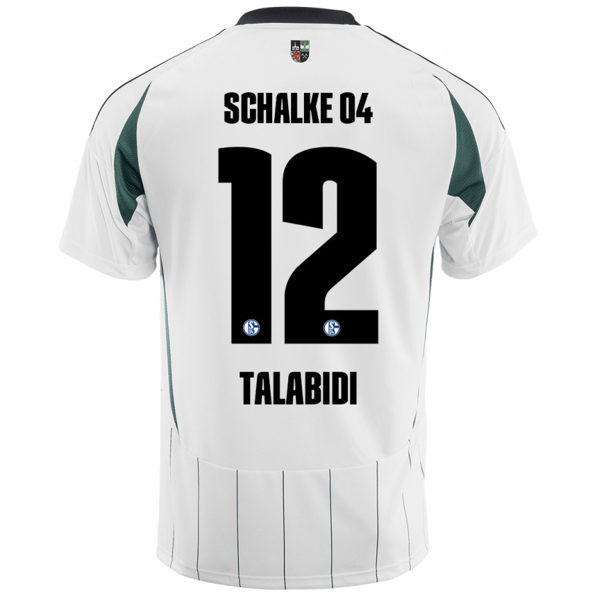 Kandiny Hombre Camiseta Malik Talabidi #12 Blanco Verde 2ª Equipación 2024/25 La Camisa Chile