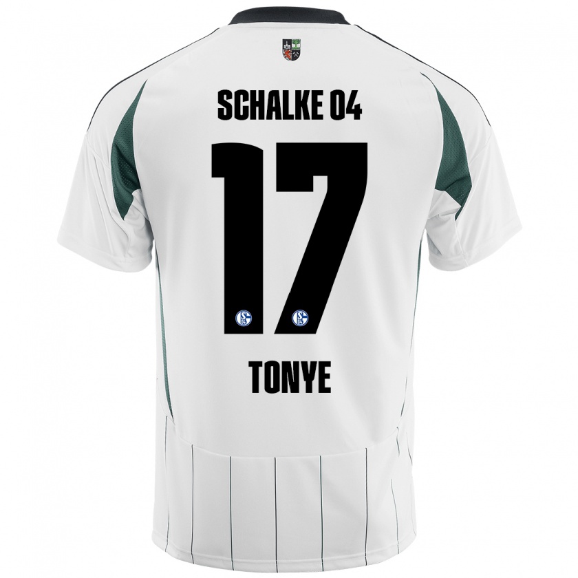 Kandiny Hombre Camiseta Yannick Tonye #17 Blanco Verde 2ª Equipación 2024/25 La Camisa Chile