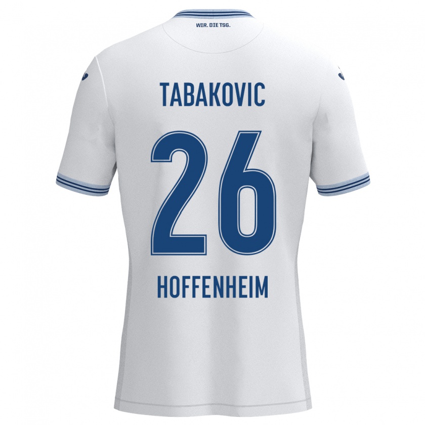 Kandiny Hombre Camiseta Haris Tabakovic #26 Blanco Azul 2ª Equipación 2024/25 La Camisa Chile