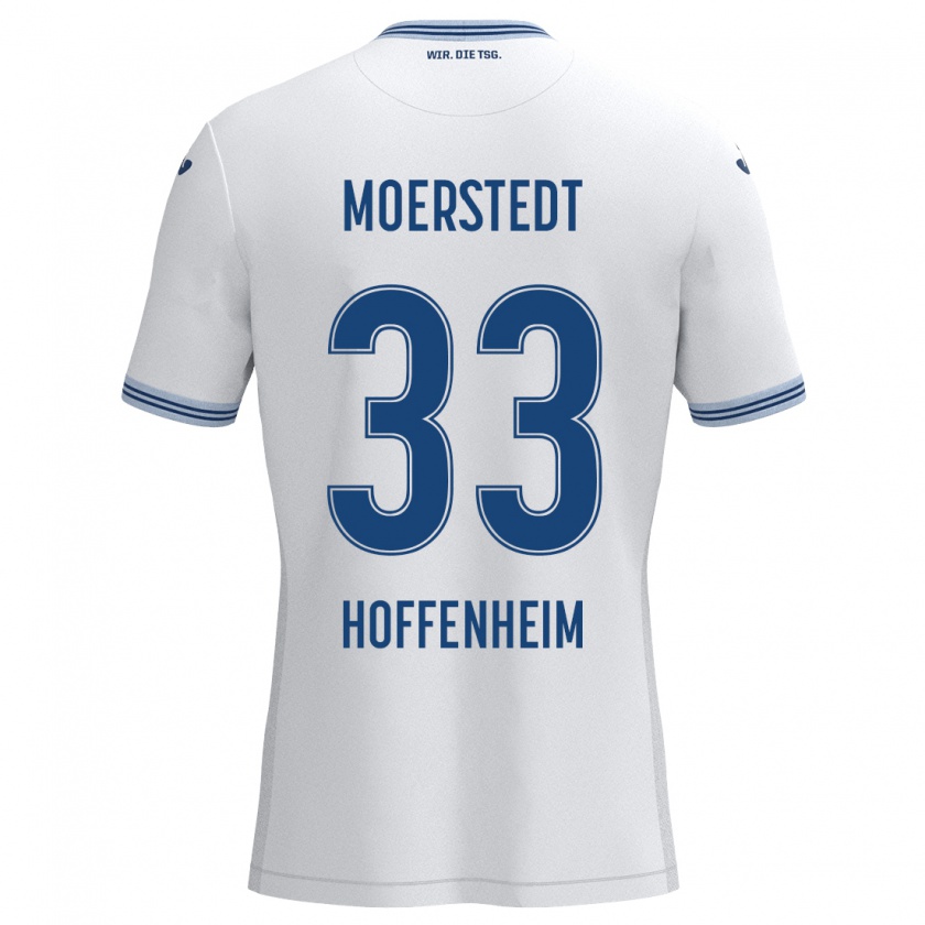 Kandiny Hombre Camiseta Max Moerstedt #33 Blanco Azul 2ª Equipación 2024/25 La Camisa Chile