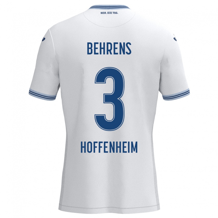 Kandiny Hombre Camiseta Hennes Behrens #3 Blanco Azul 2ª Equipación 2024/25 La Camisa Chile