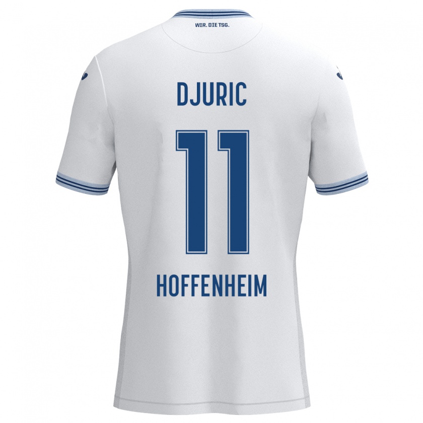 Kandiny Hombre Camiseta Luka Djuric #11 Blanco Azul 2ª Equipación 2024/25 La Camisa Chile