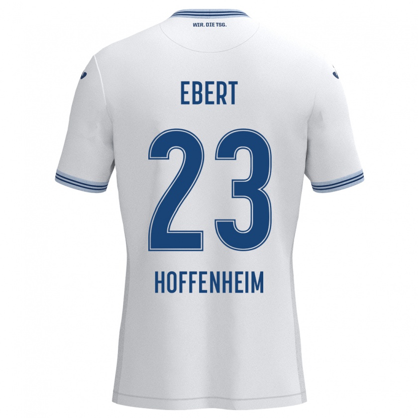 Kandiny Hombre Camiseta Darijo Ebert #23 Blanco Azul 2ª Equipación 2024/25 La Camisa Chile