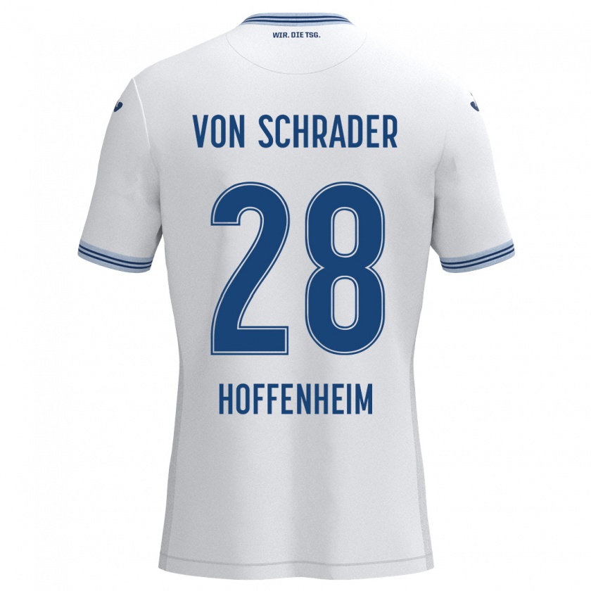 Kandiny Hombre Camiseta Lina Von Schrader #28 Blanco Azul 2ª Equipación 2024/25 La Camisa Chile