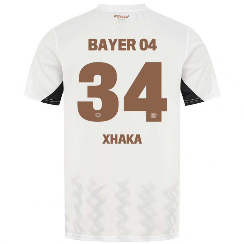 Kandiny Hombre Camiseta Granit Xhaka #34 Blanco Negro 2ª Equipación 2024/25 La Camisa Chile