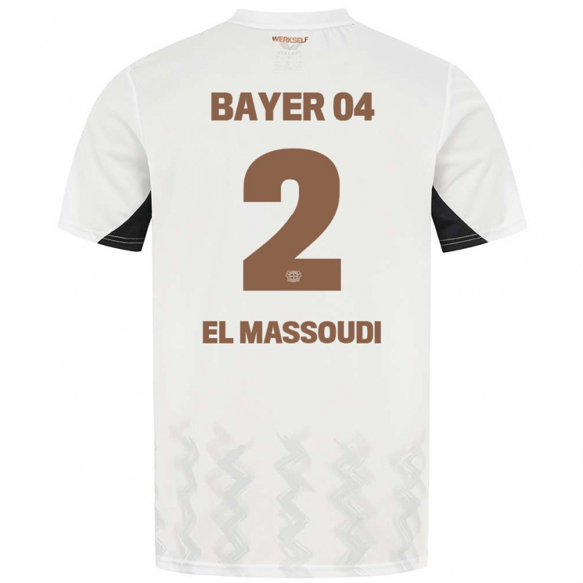 Kandiny Hombre Camiseta Nassim El Massoudi #2 Blanco Negro 2ª Equipación 2024/25 La Camisa Chile