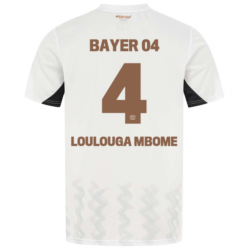 Kandiny Hombre Camiseta Adrien Loulouga Mbome #4 Blanco Negro 2ª Equipación 2024/25 La Camisa Chile