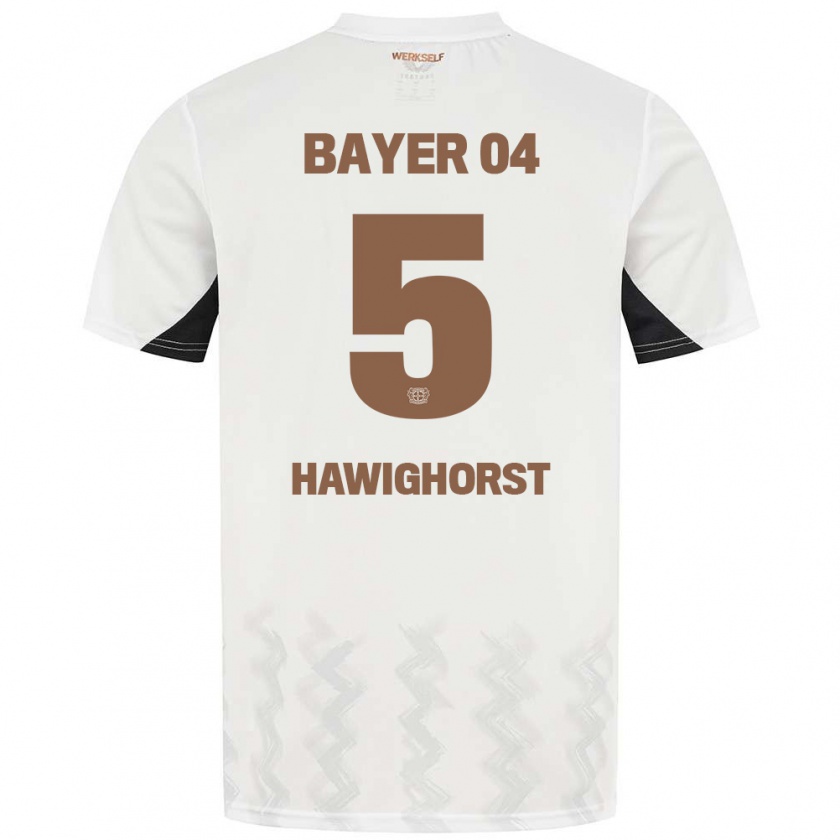 Kandiny Hombre Camiseta Ben Hawighorst #5 Blanco Negro 2ª Equipación 2024/25 La Camisa Chile