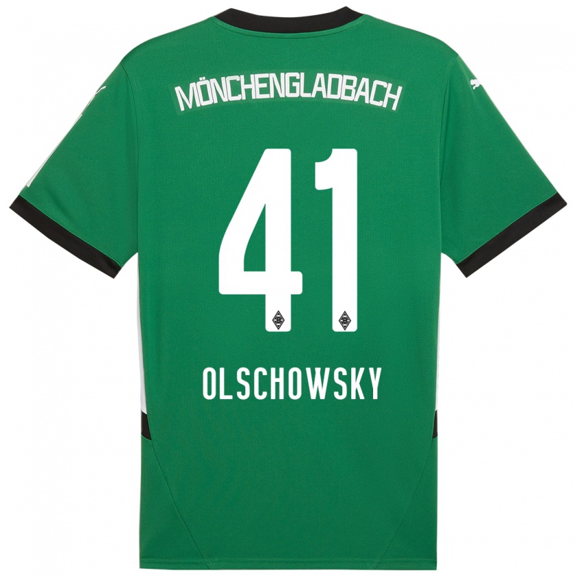 Kandiny Hombre Camiseta Jan Olschowsky #41 Verde Blanco 2ª Equipación 2024/25 La Camisa Chile