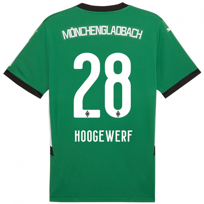 Kandiny Hombre Camiseta Dillon Hoogewerf #28 Verde Blanco 2ª Equipación 2024/25 La Camisa Chile