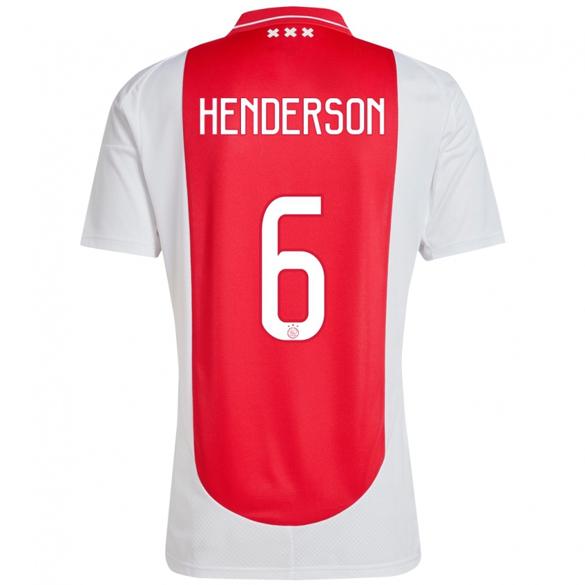 Kandiny Mujer Camiseta Jordan Henderson #6 Rojo Blanco 1ª Equipación 2024/25 La Camisa Chile