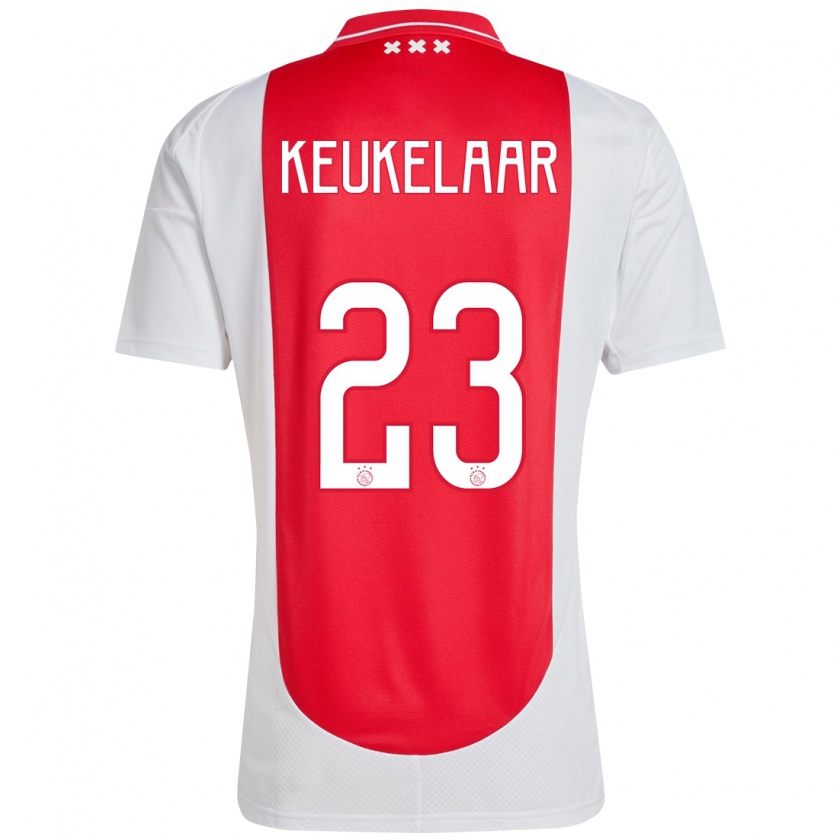 Kandiny Mujer Camiseta Lotte Keukelaar #23 Rojo Blanco 1ª Equipación 2024/25 La Camisa Chile