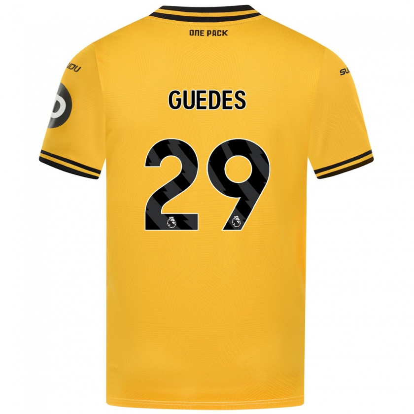 Kandiny Mujer Camiseta Gonçalo Guedes #29 Amarillo 1ª Equipación 2024/25 La Camisa Chile