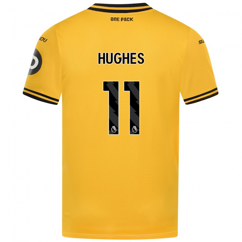 Kandiny Mujer Camiseta Amber Hughes #11 Amarillo 1ª Equipación 2024/25 La Camisa Chile