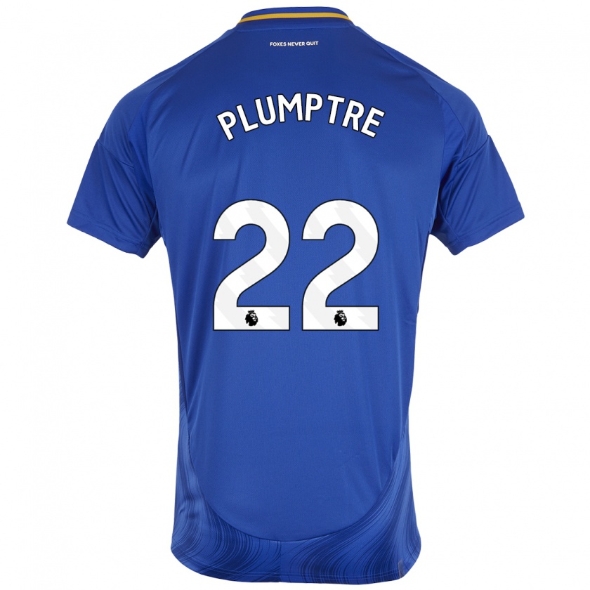 Kandiny Mujer Camiseta Ashleigh Plumptre #22 Azul Blanco 1ª Equipación 2024/25 La Camisa Chile