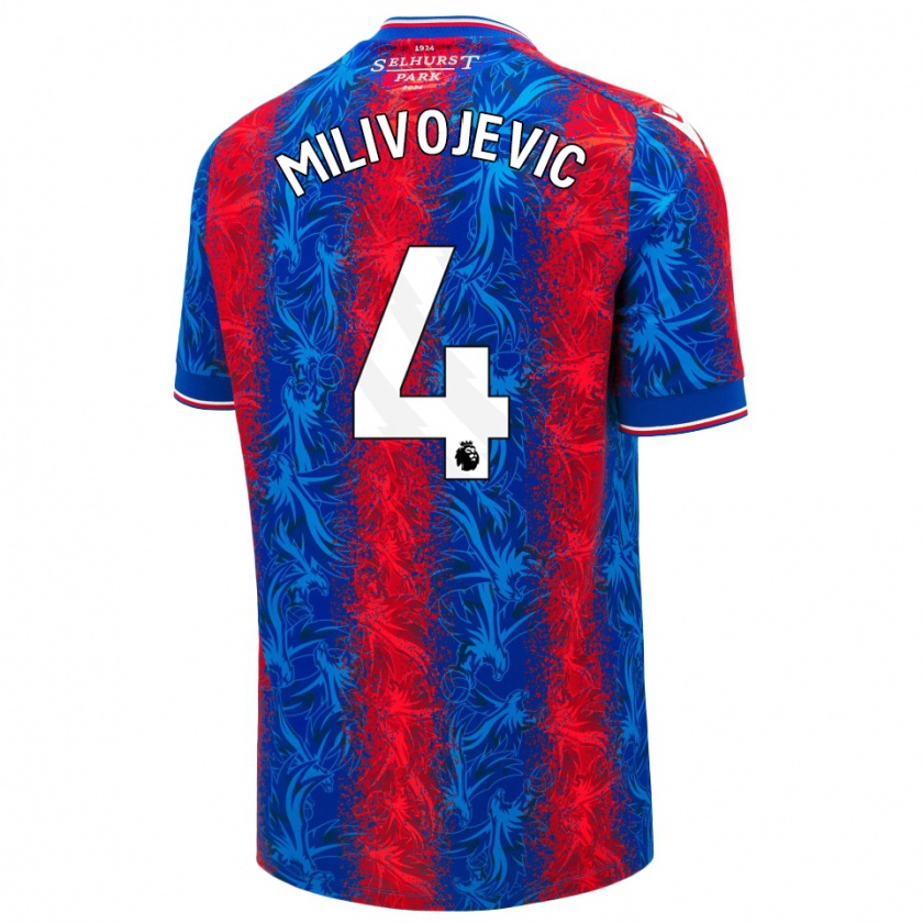 Kandiny Mujer Camiseta Luka Milivojevic #4 Rayas Rojas Y Azules 1ª Equipación 2024/25 La Camisa Chile