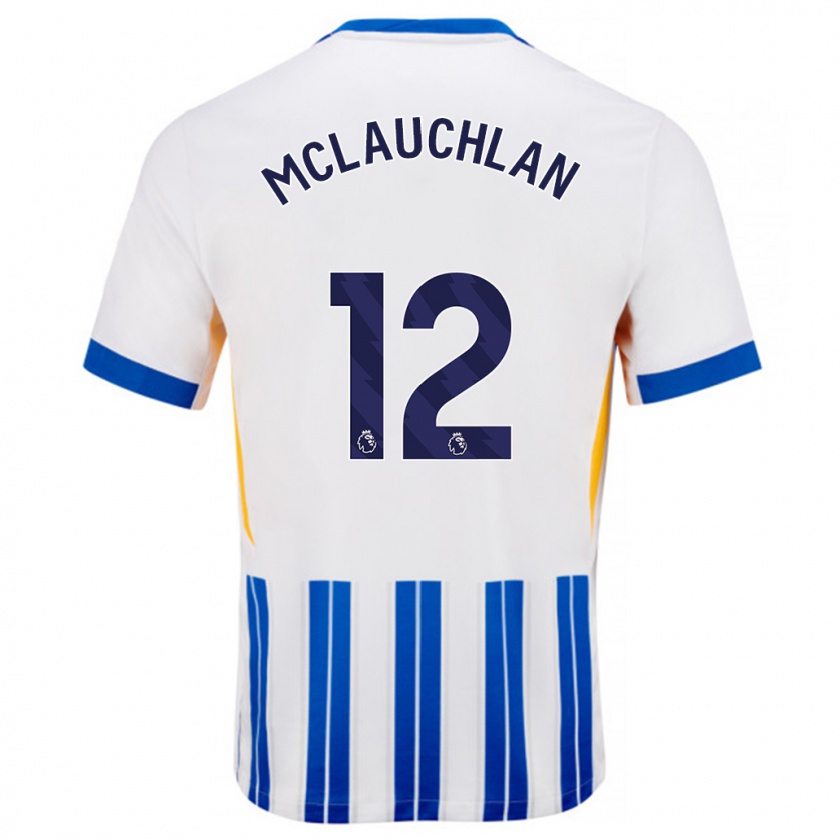 Kandiny Mujer Camiseta Rachel Mclauchlan #12 Blanco Azul Rayas 1ª Equipación 2024/25 La Camisa Chile