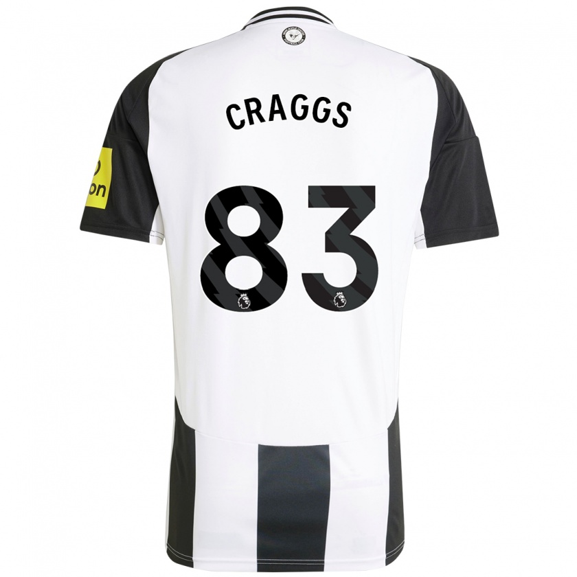 Kandiny Mujer Camiseta Luke Craggs #83 Blanco Negro 1ª Equipación 2024/25 La Camisa Chile