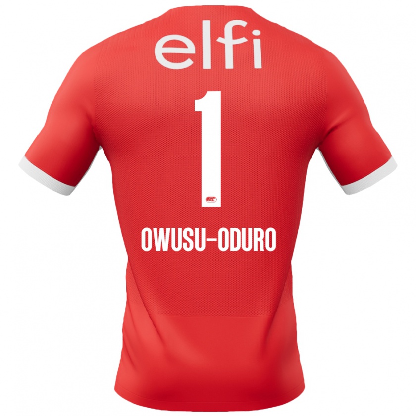 Kandiny Mujer Camiseta Rome Jayden Owusu-Oduro #1 Rojo Blanco 1ª Equipación 2024/25 La Camisa Chile