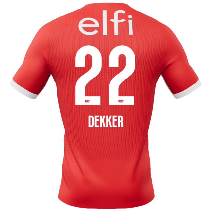 Kandiny Mujer Camiseta Maxim Dekker #22 Rojo Blanco 1ª Equipación 2024/25 La Camisa Chile