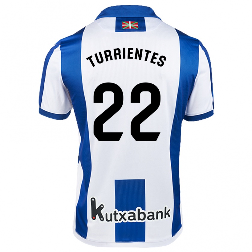 Kandiny Mujer Camiseta Beñat Turrientes #22 Blanco Azul 1ª Equipación 2024/25 La Camisa Chile