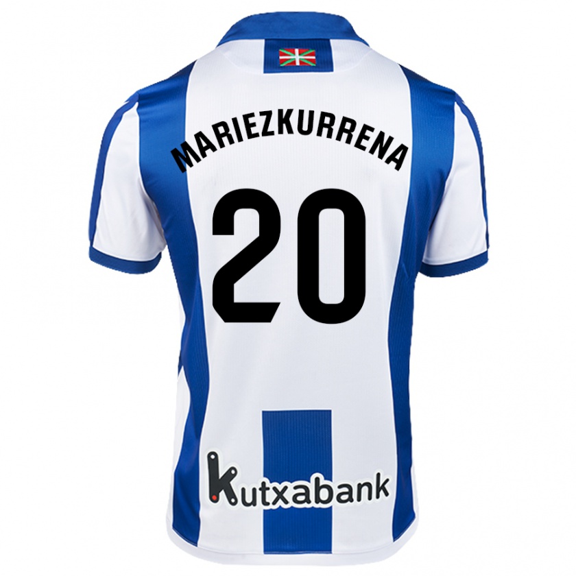 Kandiny Mujer Camiseta Arkaitz Mariezkurrena #20 Blanco Azul 1ª Equipación 2024/25 La Camisa Chile