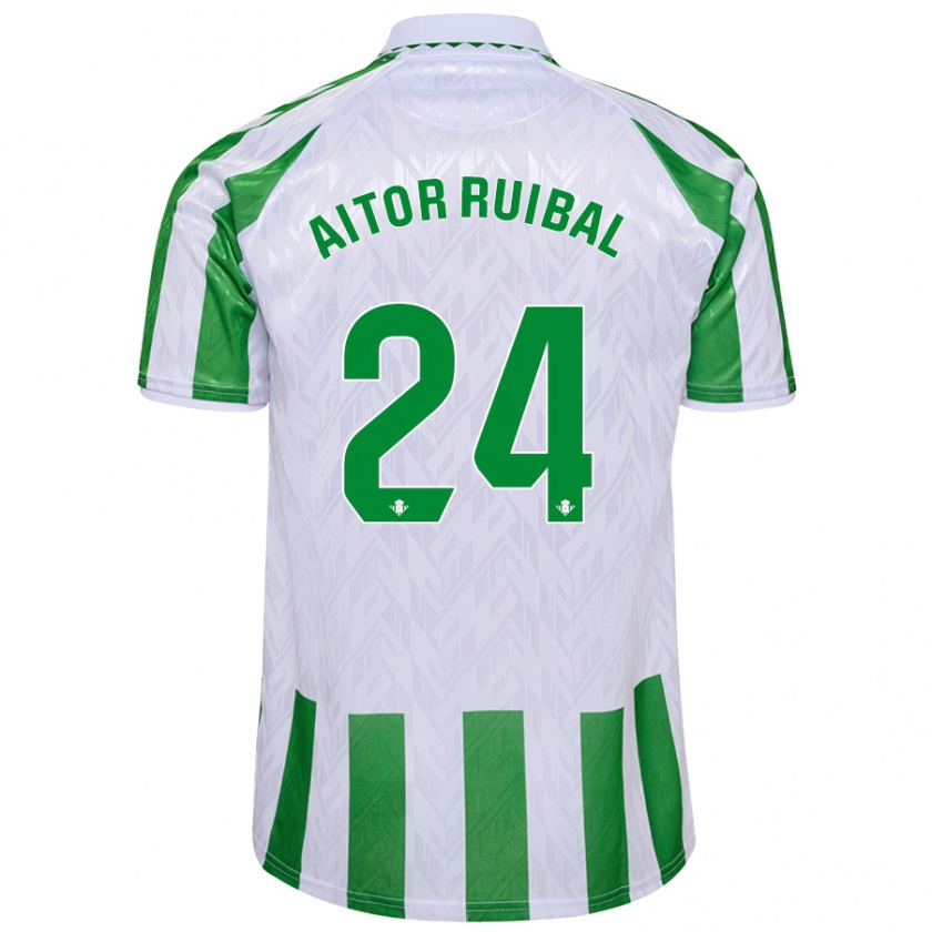 Kandiny Mujer Camiseta Aitor Ruibal #24 Verde Rayas Blancas 1ª Equipación 2024/25 La Camisa Chile