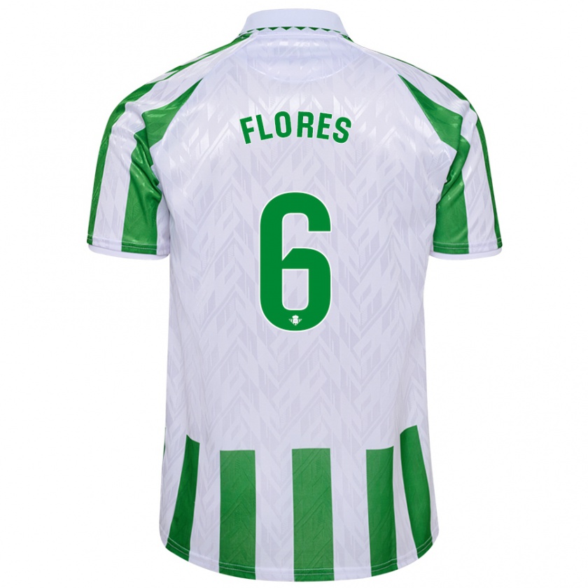 Kandiny Mujer Camiseta Mateo Flores #6 Verde Rayas Blancas 1ª Equipación 2024/25 La Camisa Chile