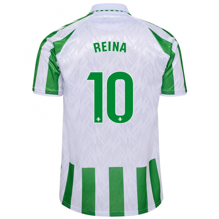 Kandiny Mujer Camiseta Carlos Reina #10 Verde Rayas Blancas 1ª Equipación 2024/25 La Camisa Chile