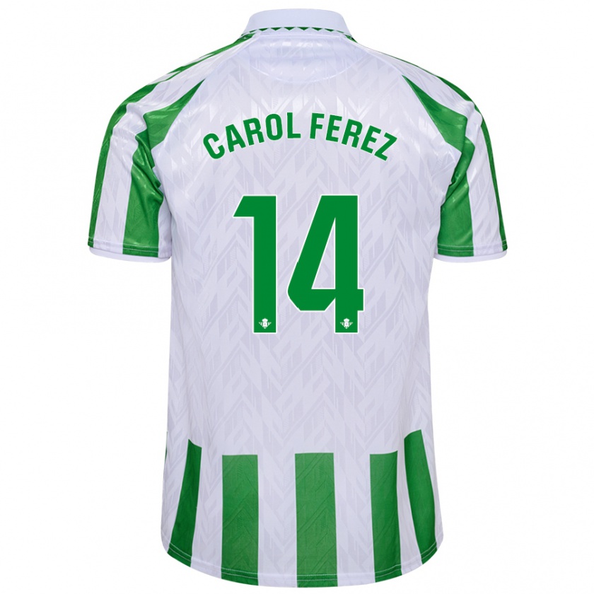 Kandiny Mujer Camiseta Carolina Férez Méndez #14 Verde Rayas Blancas 1ª Equipación 2024/25 La Camisa Chile