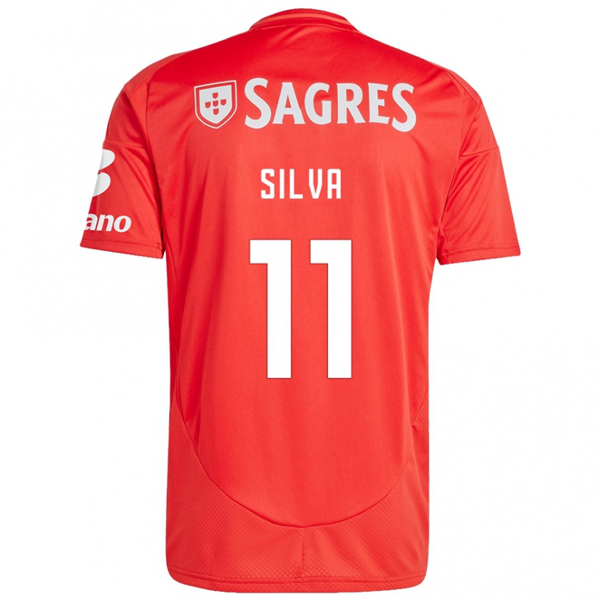 Kandiny Mujer Camiseta Jéssica Silva #11 Rojo Blanco 1ª Equipación 2024/25 La Camisa Chile