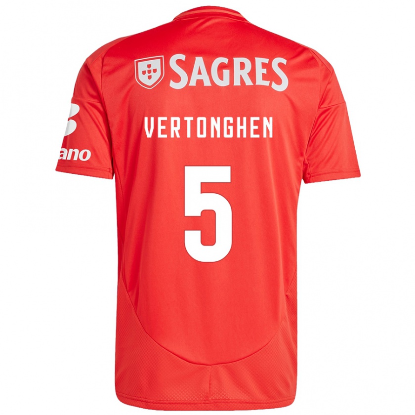 Kandiny Mujer Camiseta Jan Vertonghen #5 Rojo Blanco 1ª Equipación 2024/25 La Camisa Chile