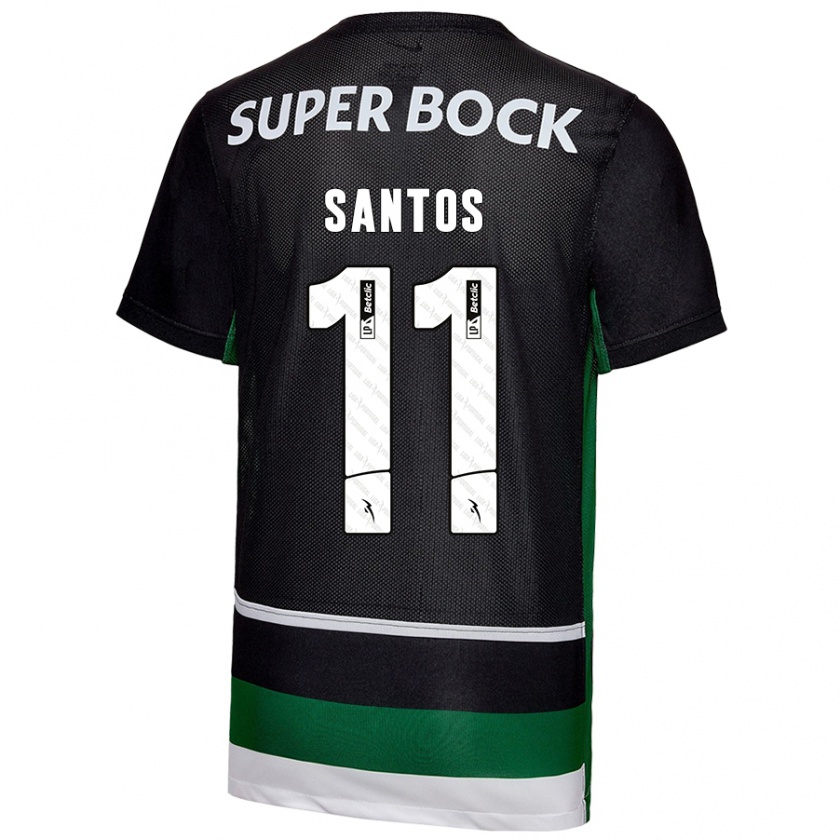 Kandiny Mujer Camiseta Nuno Santos #11 Negro Blanco Verde 1ª Equipación 2024/25 La Camisa Chile