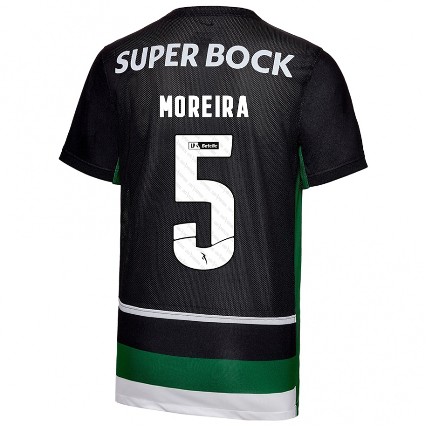 Kandiny Mujer Camiseta David Moreira #5 Negro Blanco Verde 1ª Equipación 2024/25 La Camisa Chile