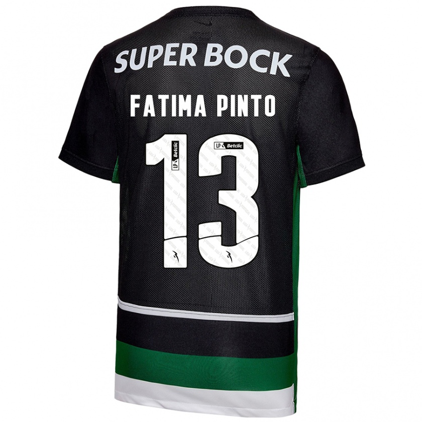 Kandiny Mujer Camiseta Fátima Alexandra Figueira Pinto #13 Negro Blanco Verde 1ª Equipación 2024/25 La Camisa Chile