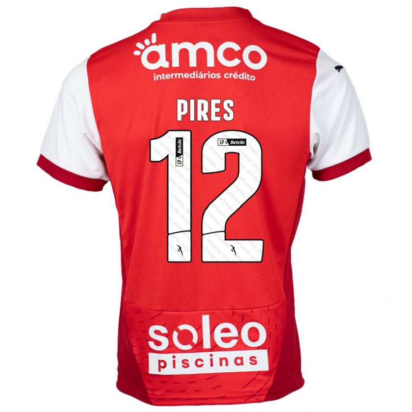 Kandiny Mujer Camiseta Hugo Pires #12 Rojo Blanco 1ª Equipación 2024/25 La Camisa Chile