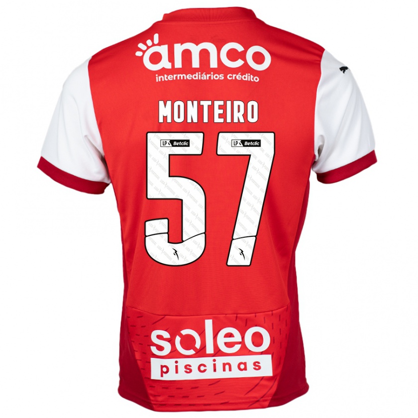 Kandiny Mujer Camiseta Jordan Monteiro #57 Rojo Blanco 1ª Equipación 2024/25 La Camisa Chile