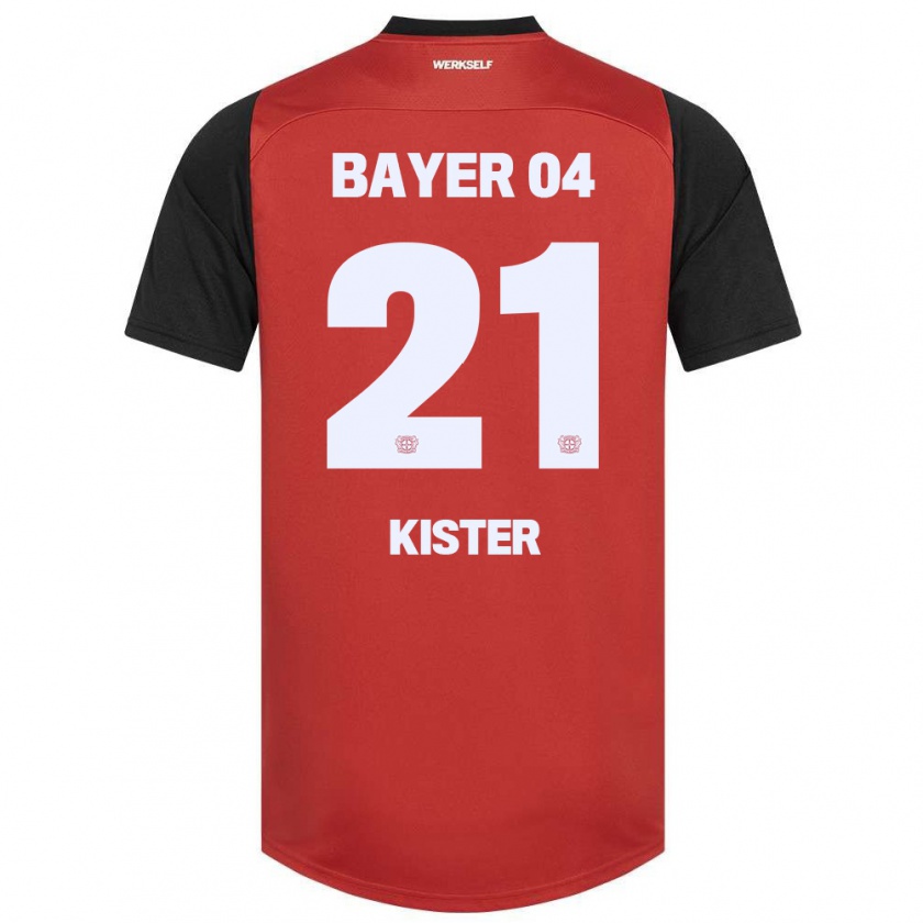 Kandiny Mujer Camiseta Akim Kister #21 Rojo Negro 1ª Equipación 2024/25 La Camisa Chile