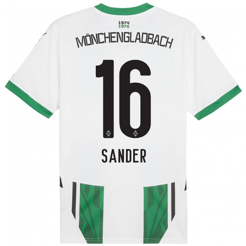 Kandiny Mujer Camiseta Philipp Sander #16 Blanco Verde 1ª Equipación 2024/25 La Camisa Chile