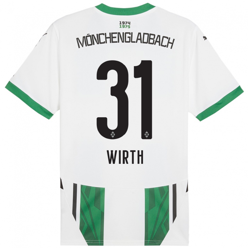 Kandiny Mujer Camiseta Linus Wirth #31 Blanco Verde 1ª Equipación 2024/25 La Camisa Chile