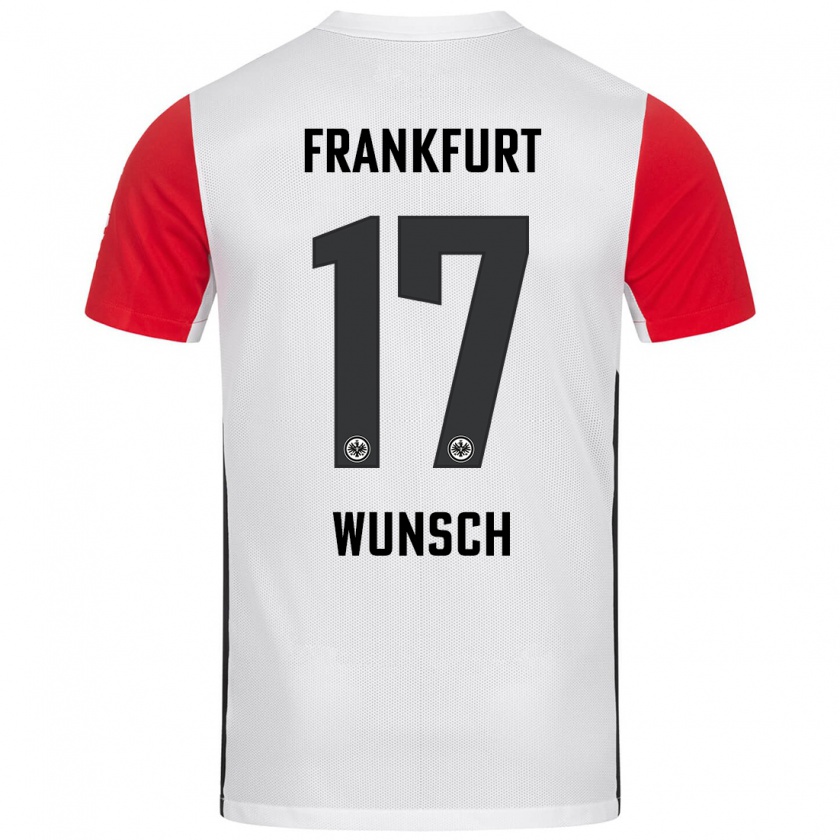 Kandiny Mujer Camiseta Paul Wünsch #17 Blanco Rojo 1ª Equipación 2024/25 La Camisa Chile