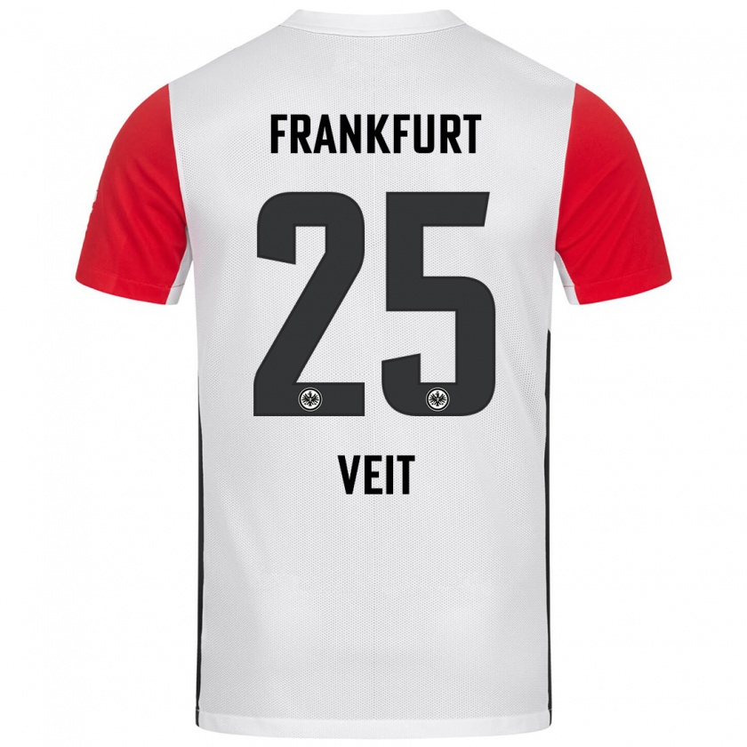 Kandiny Mujer Camiseta Jella Veit #25 Blanco Rojo 1ª Equipación 2024/25 La Camisa Chile